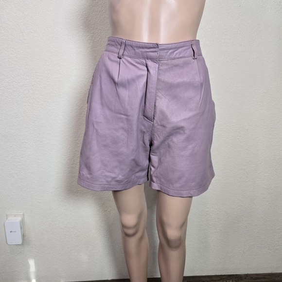 CIGNO NERO 100% Butter Soft Leather Lavender Shorts Size 8-10 - Picture 5 of 8